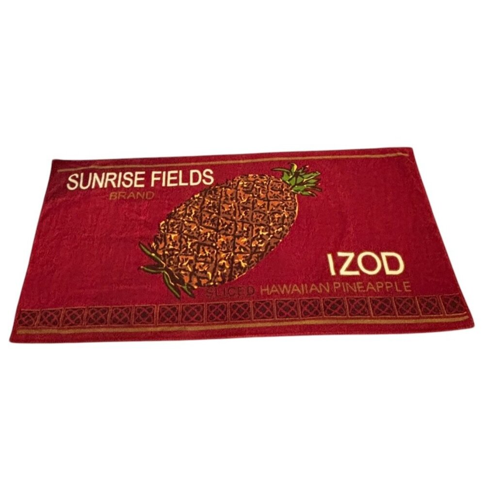 IZOD Resort Red Beach Towel Sunrise Field Brand Sliced Hawaiian Pineapple